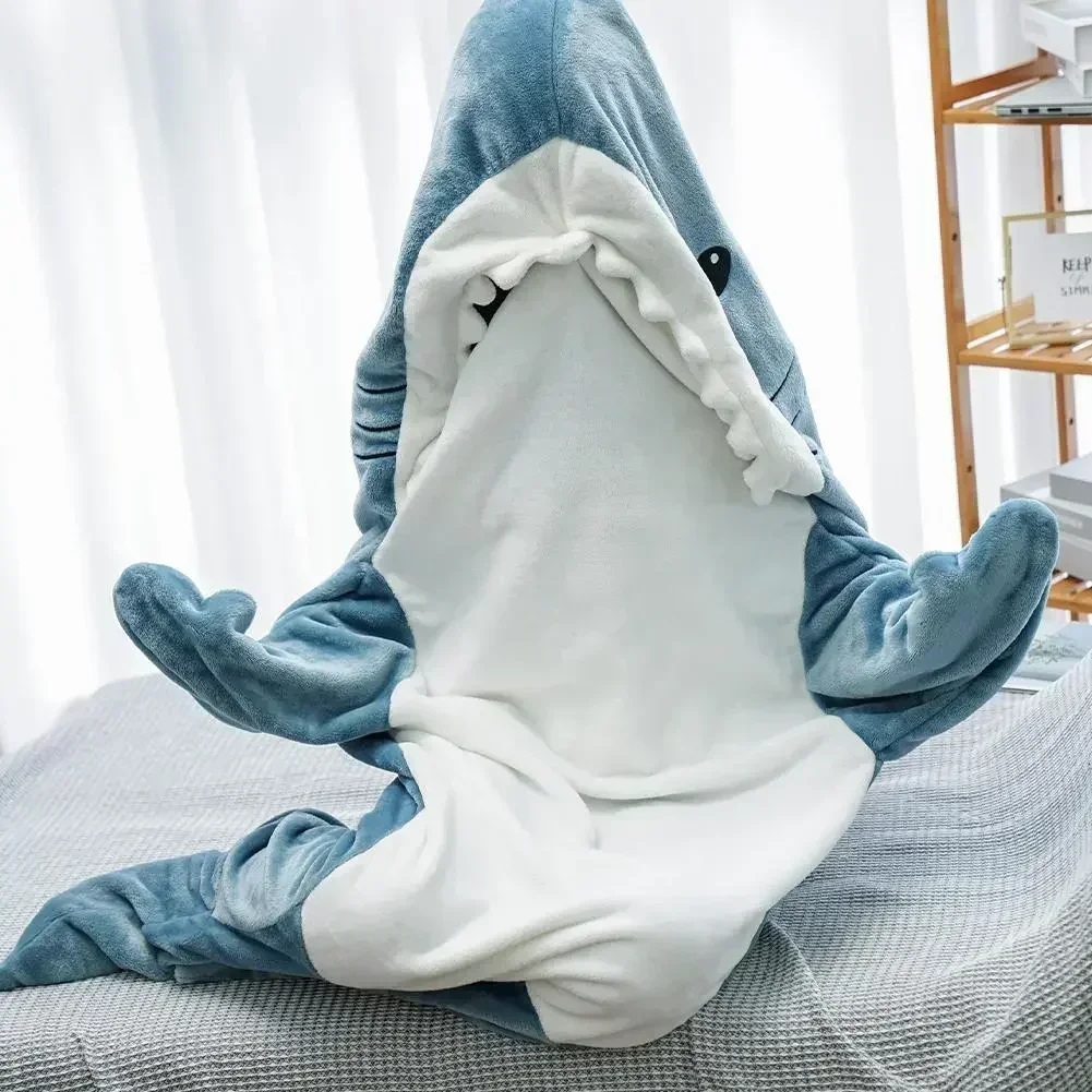 Fleece Sleep Bag - Dessin animé requin couverture à capuche