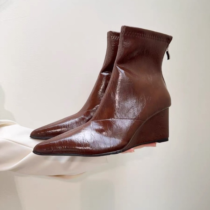 Soft Sole Booties - Bottines à talons compensés, bout pointu,