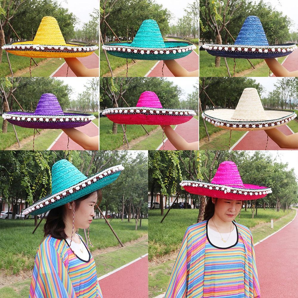 Sun Hat Wide Brim - Chapeaux de paille de style mexicain