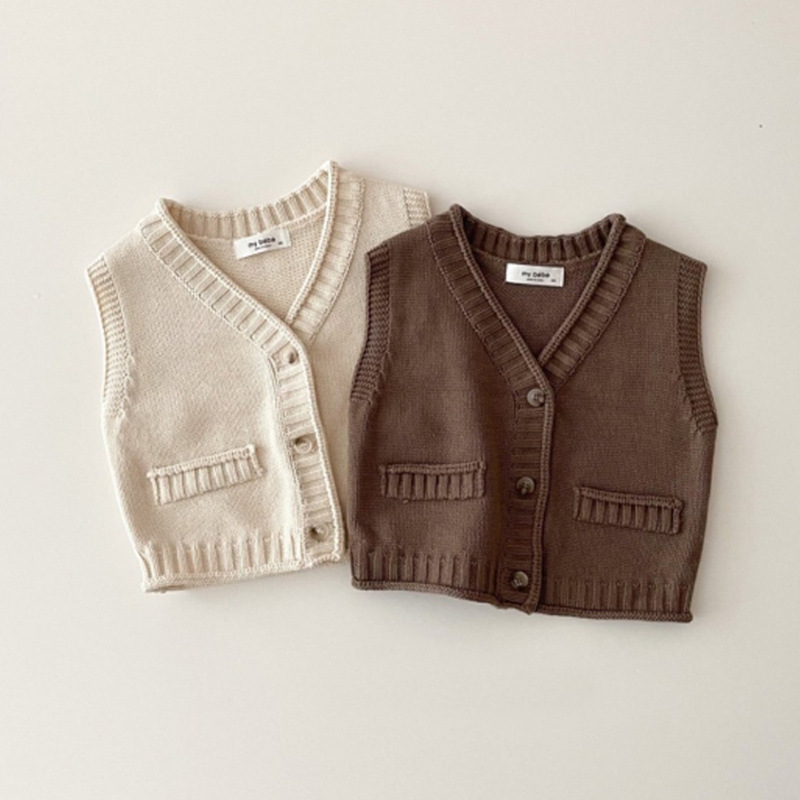 Knit Cardigan Infant - Gilet tricoté sans manches pour bébé,
