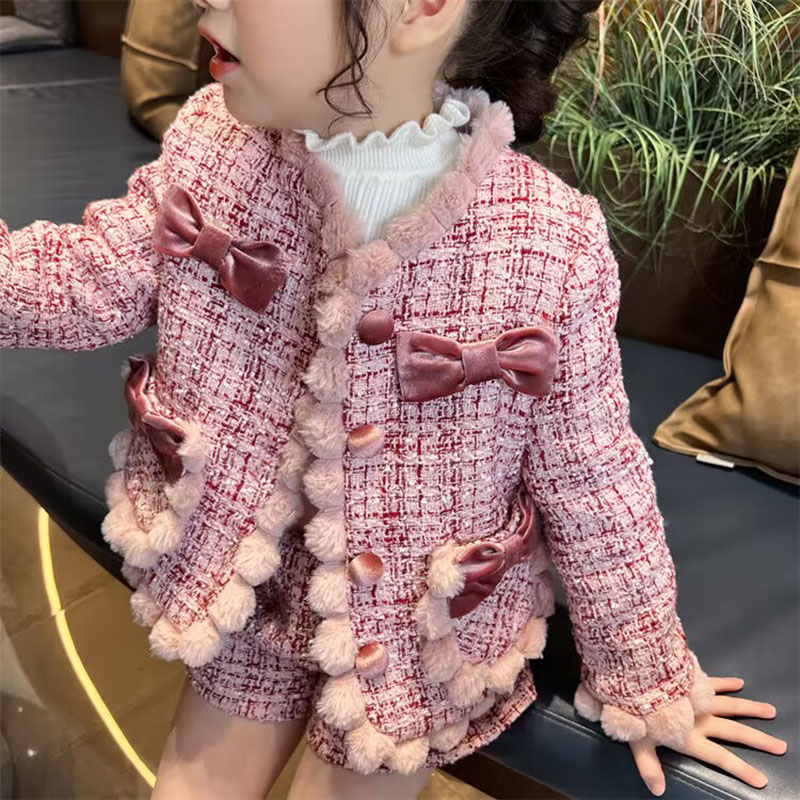 Baby Clothing Designer - AdTospompom-Manteau et short en tweed pour