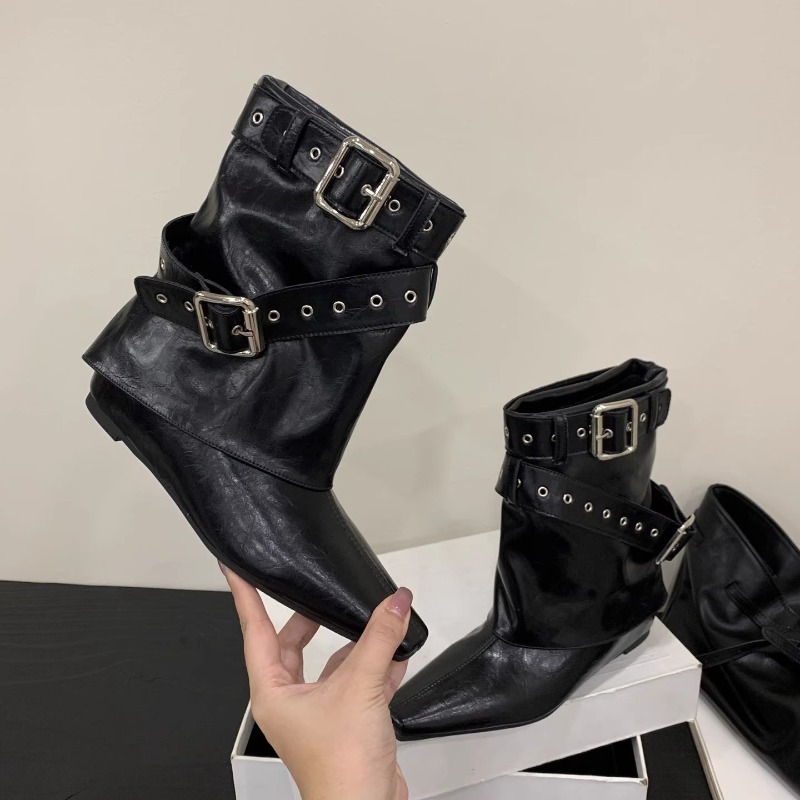 Soft Sole Booties - Ceinture boucle manches bottes à talons