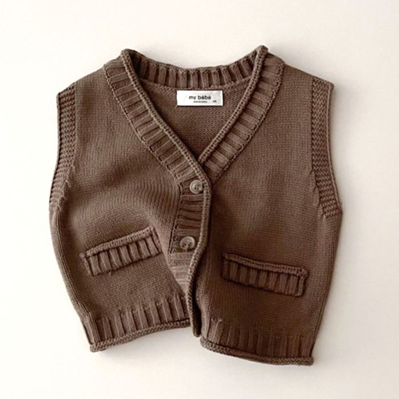 Gilet tricoté sans manches pou - Knit Cardigan Infant avis et prix